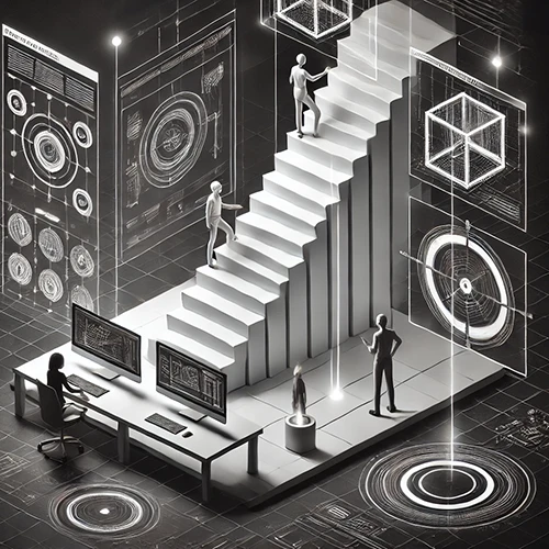 3d-visualisierung-digital-planung-effektarium Digitale 3D-Visualisierung mit futuristischen Elementen und Datenstrukturen.